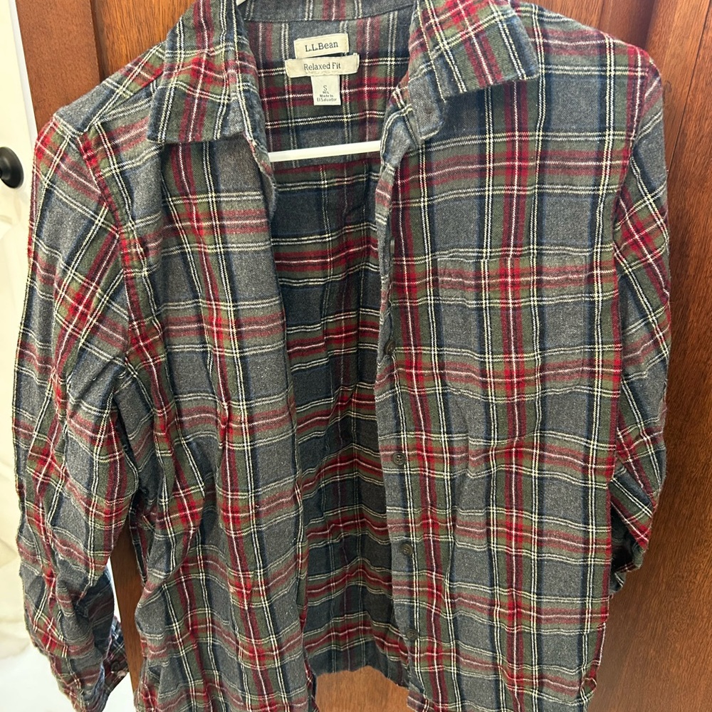 L.L. Bean Men's Casual Plaid Shirt - Red and Gray